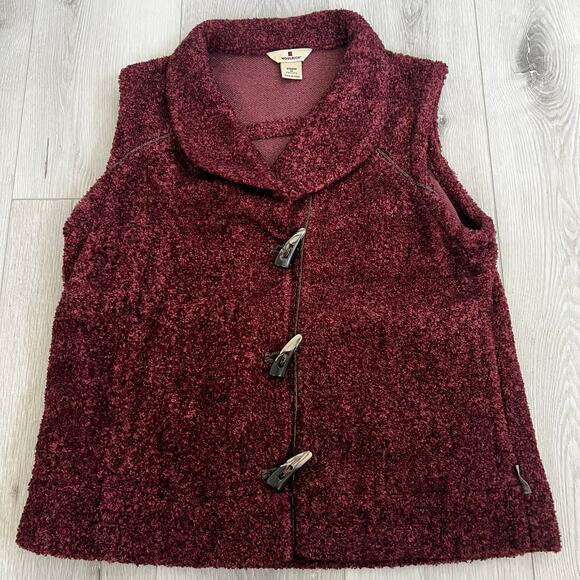Vintage Woolrich Rust Fleece Vest Size Women's M/P Wooden Toggle Button - Picture 1 of 7